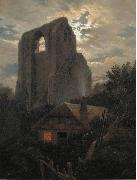 Carl Gustav Carus Ruine Eldena mit Hutte bei Greifswald im Mondschein Spain oil painting artist